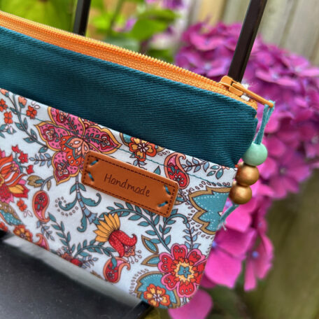 Porte monnaie sergé vert et Liberty of London handmade atelier tango&k