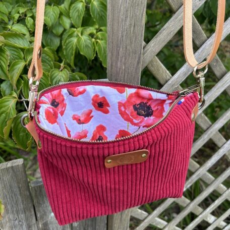 Sac idéaliste velours framboise doublure atelier tango&k