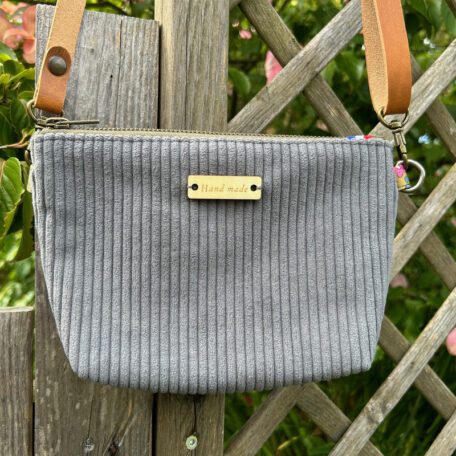 Sac minimaliste velours gris souris atelier tango&k