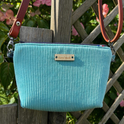 Sac minimaliste velours turquoise atelier tango&k