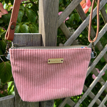 Sac minimaliste velours vieux rose atelier tango&k