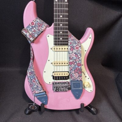 Sangle fleurie rose cuir bleu atelier Tango&K