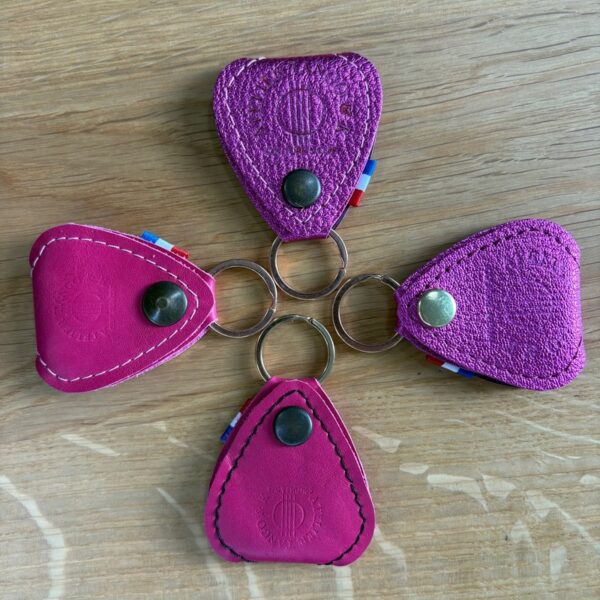 Porte mediator cuir rose fuschia ou fantaisie pailleté atelier Tango&k (2)