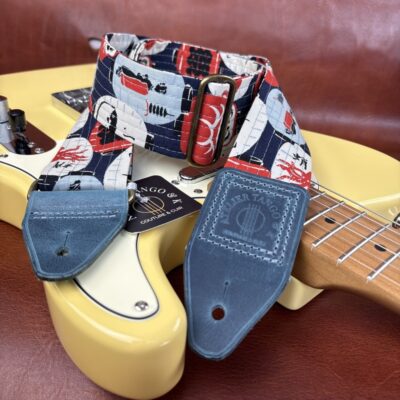 Sangle de guitare tissu japonais et cuir modèle Akari-lanterne atelier tango&k (1)